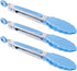 MSY BIGSUNNY Kitchen Food Tongs, 7" Mini Silicone Serving Tongs, Set of 3 (Blue)