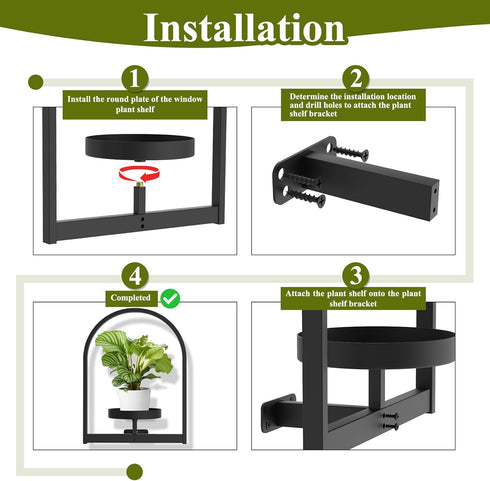 2 Pack PEKGRIL Wall Plant Holders, Metal Window Planters Shelves, Indoor Plants Stands, Wall Decor Planter Hanging