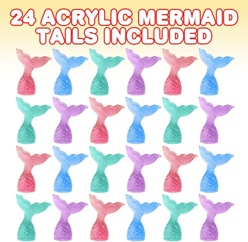 ArtCreativity Acrylic Mermaid Tail Cake & Cupcake Toppers - Set of 24 Mini Figurines for Nautical Parties