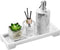 Luxspire Bathroom Tray for Counter, Resin Marble Tray with Feet, 11" x 4" for Soap Dispenser and Perfume, White Marble
