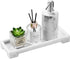 Luxspire Bathroom Tray for Counter, Resin Marble Tray with Feet, 11" x 4" for Soap Dispenser and Perfume, White Marble