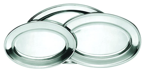 Oval Material Stainless Steel Platters, 11-3/4" x 8-1/2"