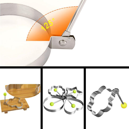 8pcs Set Fried Egg Rings Molds - Non Stick for Griddle Pan, Egg Shaper Pancake Maker with Handle