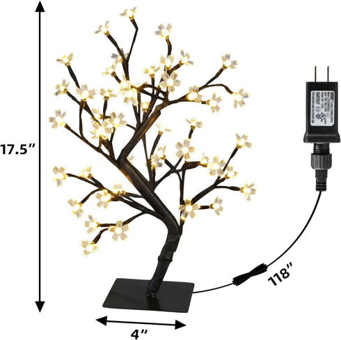 PEIDUO 17.5 Inch Lighted Cherry Blossom Tree, 48 Warm White Lights for Christmas Indoor Home Decor, Tabletop Night Light