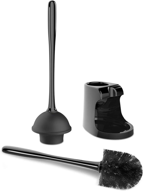 1 Set MR.SIGA Toilet Plunger and Bowl Brush Combo for Bathroom Cleaning, Black