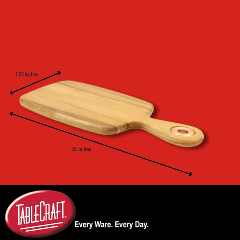 TableCraft Collection Smooth Bread Board with Brushed Nickel Eyelet, Acacia Wood, 26.5 x 18.5 x 1.5 cm by Tablecraft