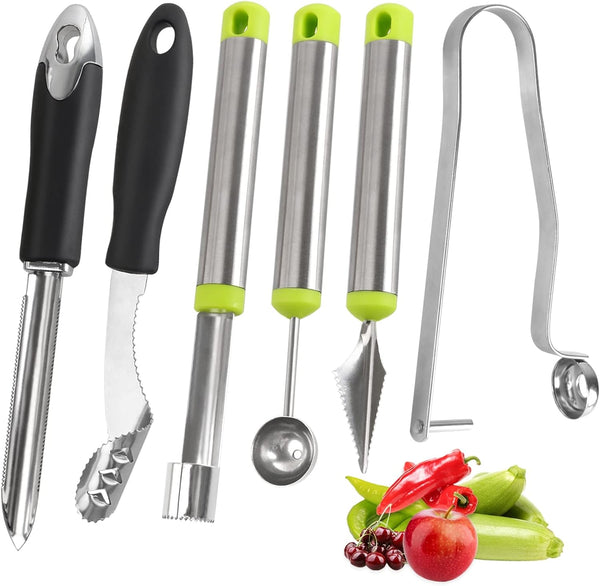 Openfly 6 Pcs Vegetable Corer Tool, Stainless Steel Fruit and Vegetable Corer for Home Kitchen Cherry Pear Jujube