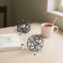 DreamsEden Modern Geometric Sculptures Set - 6" Black Metal Sphere & Cube, Minimalist Tabletop Centerpiece