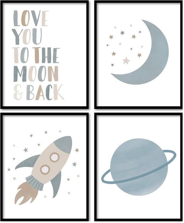 foedor Boho Neutral Wall Art Prints Set of 4, Boho Nursery Decor Girl