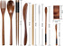 Wooden Utensil Flatware Set Reusable Utensils Travel Cutlery Set for Eating with Case, 10 Pcs Wooden Spoon and Fork Set Bamboo Flatware Set by Wsevinn