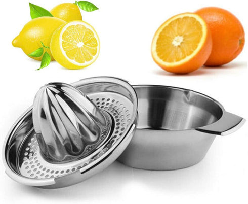 Stainless Steel Lemon Squeezer Juicer with Bowl Container for Oranges Lemons Fruit Home Made Juice