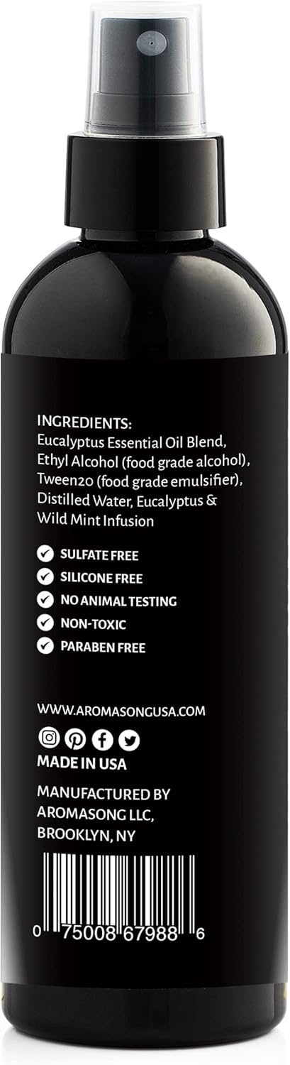 Aromasong Eucalyptus & Wild Mint Linen and Room Spray, Natural Aromatic Mist for Relaxation
