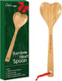 Bamboo Heart Shaped Spoon for Cooking, Wooden Kitchen Utensils, Valentine's Gifts for Mom
