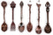 Fdit 6Pcs Vintage Carved Coffee Spoon Set, Retro Zinc Alloy Dessert Cutlery for Kitchen (Red Bronze)