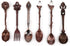Fdit 6Pcs Vintage Carved Coffee Spoon Set, Retro Zinc Alloy Dessert Cutlery for Kitchen (Red Bronze)