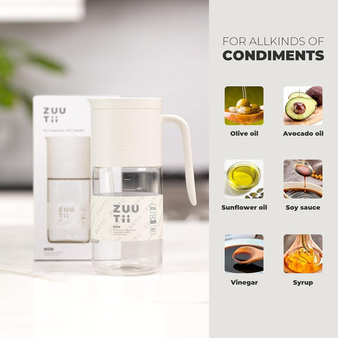 18.6oz Zuutii Olive Oil Dispenser Bottle Auto Flip Glass Vinegar Bottle with No-Drip Spout for Kitchen Cooking, Oil