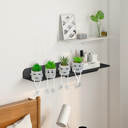 Set 4 of Small Faux Succulents in Cement Pots with Hanging Legs, Potted Mini Fake Plants for Desk, Office Cubicle
