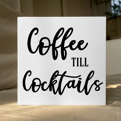 Coffee Table Decor, Rustic Desk Decor Coffee Station Accessories, Farmhouse Wood Box Sign for Kitchen Countertop
