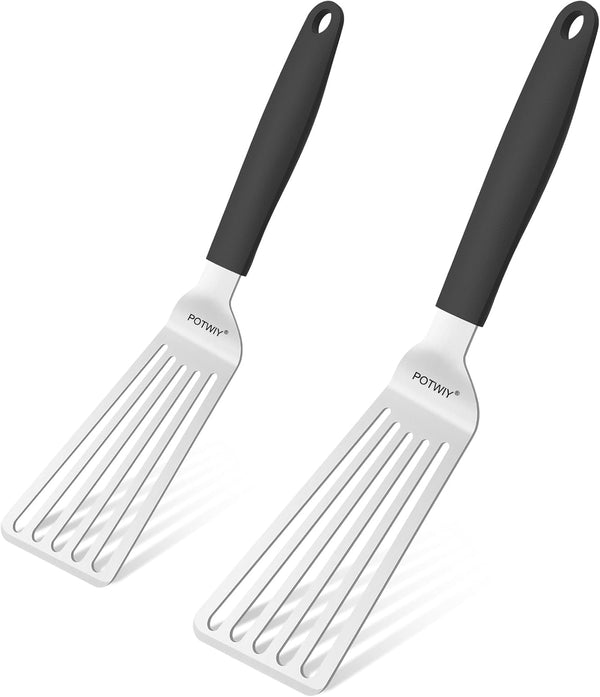 Stainless Steel Spatula Set, 13.3" Large & 11.3" Small Slotted Fish Turner