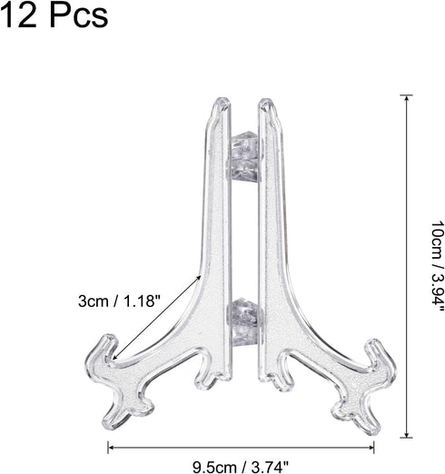 uxcell 4" Acrylic Plate Stands, 12Pcs Display Easels for Card Holders, Photo Frames