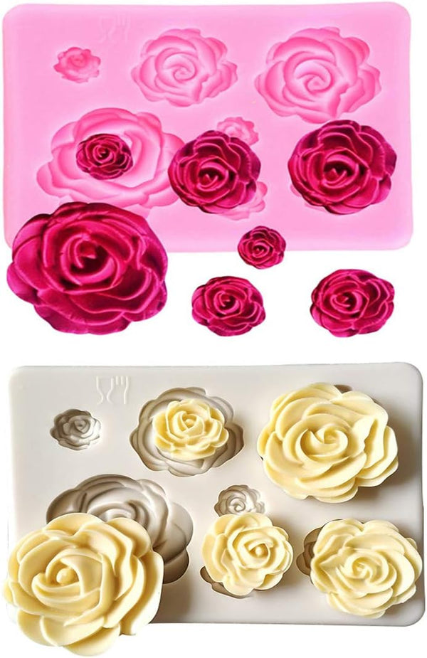 2PCS Rose Flowers Silicone Molds - Cake Chocolate Mold Wedding Cake Decorating Tools