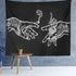 White and Black Floral Hands Wall Tapestry, Funny Creative Hippie Boho Art Decor for Bedroom