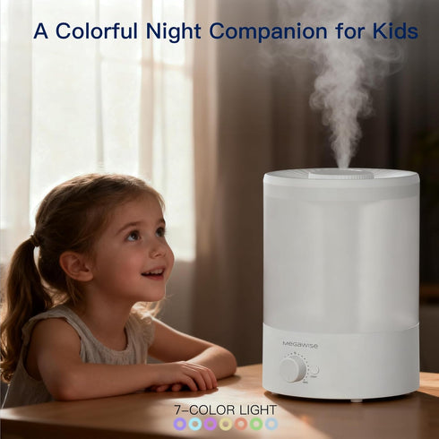 24dB Light,1 MegaWise Healthy Top-Refill Cool Mist Humidifiers for Bedroom, Ultrasonic Air Vaporizer with Water Filter