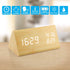 OCT17 Wooden Alarm Clock - Smart LED Digital Clock with Time Temperature, Humidity Display, Bamboo, Adjustable