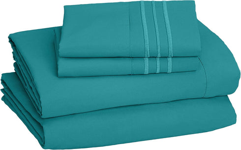 Premium 4-Piece Microfiber Sheet Set, 1800 Hotel Quality, Turquoise, Full, 16 Inch Deep Pocket, Ultra Soft Bedding