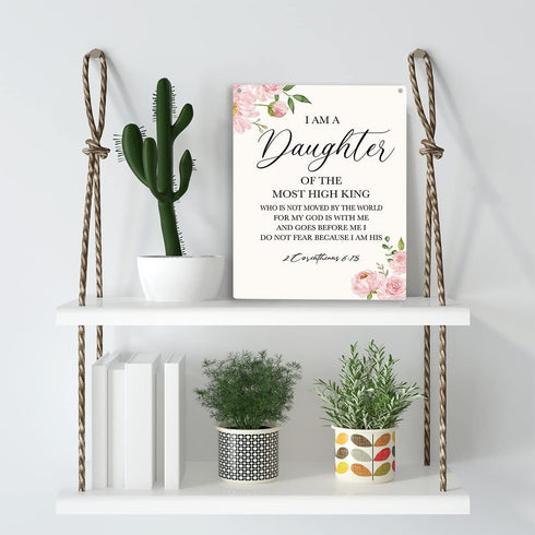 YCYD 8 10 Inches Inspirational Wall Art Daughter Gifts I Am A Daughter of The Most High King Nursery Decor Christian
