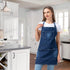 Denim Apron with 5 Pockets for Kitchens, Adjustable Bib Jean Apron for Work