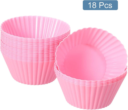 uxcell 18Pcs Silicone Cupcake Liners, Non-Stick Baking Cups for Cooking Eggs and Muffins