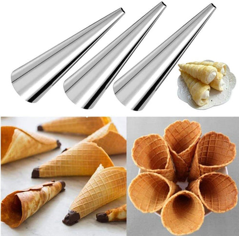 Stainless Steel Cream Horn Molds, 21 Pcs Cannoli Form Tubes and Croissant Baking Molds with Cleaning Brush