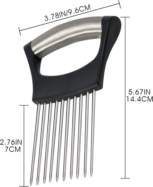 1PCS Stainless Steel Onion Holder Slicer, 2PCS Finger Guard for Vegetables, Tomato, Lemon, Meat