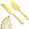 Cake Knife and Server Set with 6 Pcs Cake Forks, Wedding Cake Cutting Set for Parties (8 PCS, Gold)