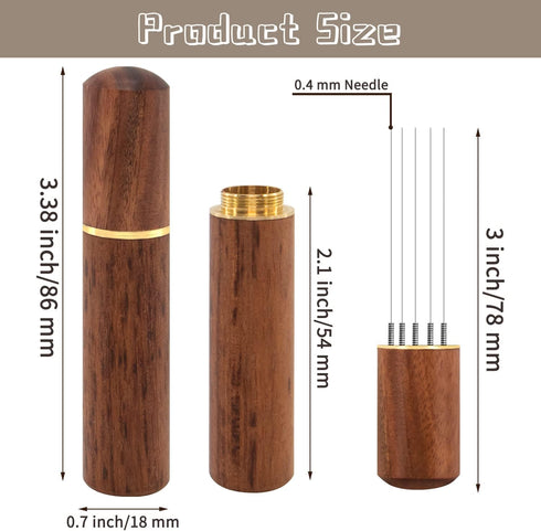 Espresso Coffee Stirrer, Professional Barista Hand Needle Type Distribution Tool, 5 Needles 0.4mm Natural Wood Handle
