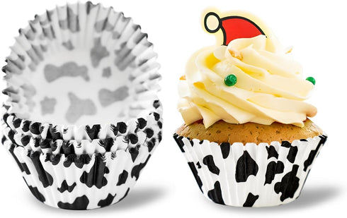 Cow Paper Patterned Cupcake Liners, 100Pcs Mini Muffin Baking Cups for Birthday and Farm Animal Parties