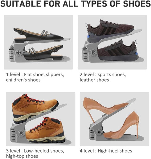 Shoe Slots Organizer 20 Pack - Shoe Stackers for a Pair of Shoes, Adjustable Thickening Expandable Shoe Rack