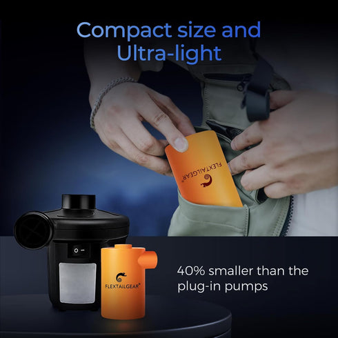 3600mAH Swimming FLEXTAILGEAR MAX Pump Portable Air Pump with Battery USB Rechargeable Air Pump-Quick Inflate Deflate