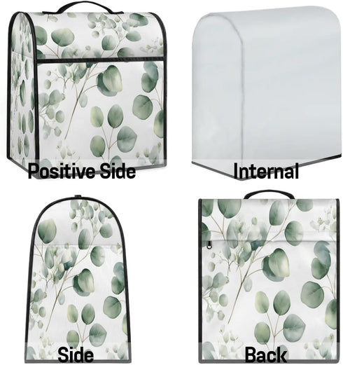 Large Eucalyptus Leaves Blender Cover, Waterproof Stand Dust Covers for Kitchen Mixer with Top Handle Pockets