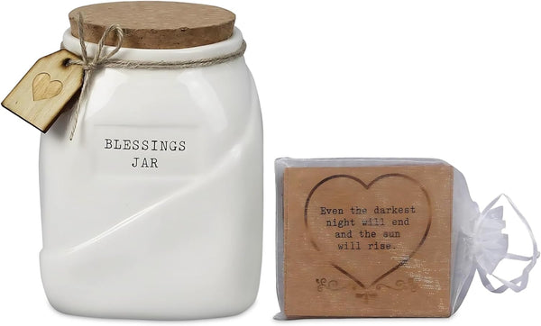 Young's Inc. Ceramic Blessing Jar with Blessing Cards - Cute Christian Room Decor Gifts