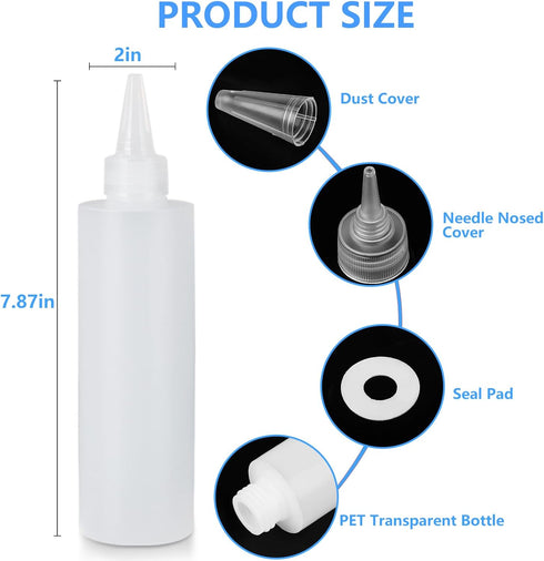 2 Pack 10 Oz (300ml) 2 Pack, DTDNZKN Condiment Squeeze Bottles, Leak Proof Refillable Condiment Container for Kitchen