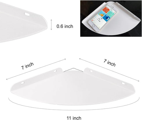 2 Small Floating Corner Shelves Metal Corner Wall Mounted Shelf Curved Corner Hanging Shelving for Bathroom, Kitchen