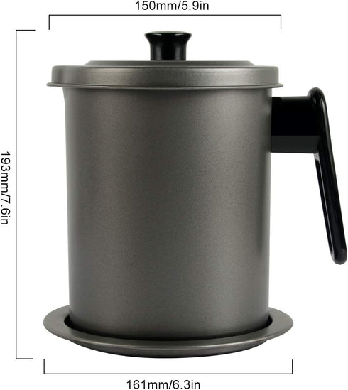 GameXcel Bacon Grease Container with Strainer, Kitchen Oil Container for Storing Fat and Cooking Grease