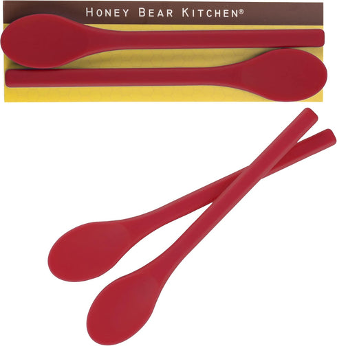 Honey Bear Kitchen Silicone Stirring Spoon Set of 2, Super Scarlet for Coffee & Tea