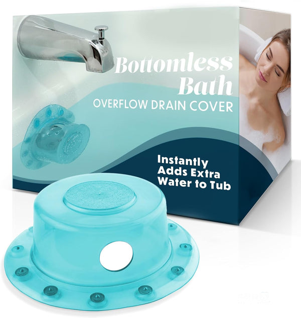 SlipX Solutions Bottomless Bath Overflow Drain Cover for Tub, 4" Diameter, Aqua, Best Gifts for Mom
