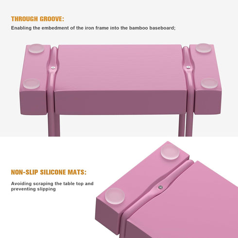 Pink Napkin Holder for Table, Rustic Bamboo Iron Wood Holders for Farmhouse Dining Room Decor
