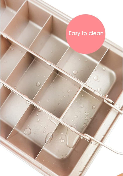 Brownie Pan with Dividers, Non Stick 18 Pre-slice Carbon Steel Bakeware Tray for Baking Bread and Cake