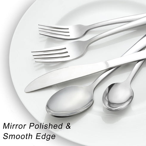Pleafind 24-Pieces Silverware Set for 4, Stainless Steel Flatware Set with Steak Knives, Dishwasher Safe Utensils