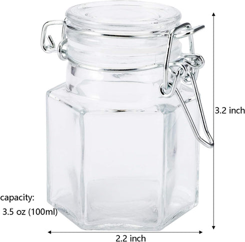 30 Pack 3.5oz TOPZEA Hexagon Glass Jars with Airtight Lid, Clear Spice Jar, Herb Storage Containers Food jars